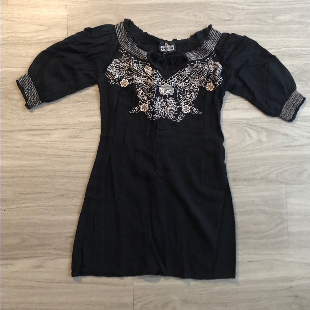 Floral mini black dress
